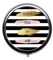 Qien BaiSei Creative Text Pattern Pill Box/Pill Case-Round Pill Box/Case- Three-Compartment Pill Box/Pill Case