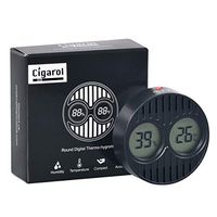 Mini Digital Cigar humidor Hygrometer，Small Round Hygrometer Thermometer，Indoor Humidity Meter Outdoor Humidity Gauge（Black）