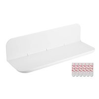 eLhook Stick On Small Wall Shelf | Made in USA | No Mess Strong Shelf with 3M Command Shelf Adhesives | Stick On Wall Shelves for Bedroom, Bathroom, Kitchen and Display Shelves for Wall | White Shelf