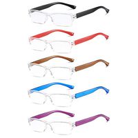 HILBALM Reading Glasses 5 Pairs Quality Readers Spring Hinge Glasses for Reading for Men and Women (5 Pack Mix Color, 200x Diopters)