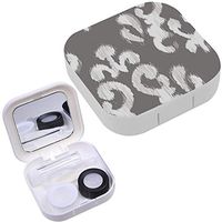 Portable Contact Lens Case Box Travel Kit Mirror + Bottle + Tweezers Container Holder [ Ikat Damask ]