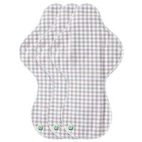 think ECO [ Promotion ] [Check Pattern 3p] Organic Reusable Cotton Pads, Menstrual Pads, Sanitary Napkins, Check Pattern, 3 Pads. (CP Night Pad)