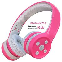 Kids Bluetooth Headphones Yusonic Wireless Over Ear Volume limiting Foldable Headset with Mic Stereo Cordless Ear Muffs for Cell Phones TV Computer Toddler Tablet Game School Boys Girls (Pink 1)