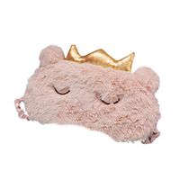 Shinywear Gold Crown Eyemask Travel Sleeping Blinder Eye Cover Cute Princess Cartoon Thick Plush Eye Patch for Girls Women - Adjustable Elastic Head Band & Soft Breathable Silk Inside