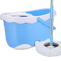 Spin Mop Bucket Floor Cleaning, Dual Drive Type Mop Stainless Steel handle with 3 Microfiber Mop Heads with Detergent Dispenser for Floor Cleaning,Blue