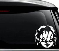 Chucky Doll Scary Face Decal Sticker For Use On Laptop, Helmet, Car, Truck, Motorcycle, Windows, Bumper, Wall, and Decor Size- [6 inch] / [15 cm] Tall / Color- Gloss White