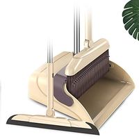 DGSD Long Handle Standing Upright Broom Set Lobby Broom with Dustpan Home Kitchen Office Bathroom Modern Comfort Grip Flexible & Durable Sweeper - 3 Piece Set