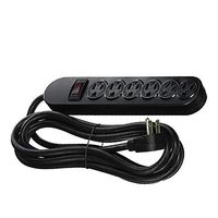 Uninex PS0812BK Flat Plug 6 AC Outlet Heavy Duty Power Strip with Twist Lock, 14/3 AWG, ABS, UL Listed, Black, 12-Foot