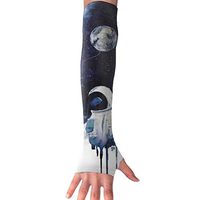 PINK CACTUS Astronaut Moon Balloon Sports Arm Sleeves with Thumb Holes Anti-uv Sun Protection Golf Driving Sports Arm Sun Sleeves Gloves for Women Men