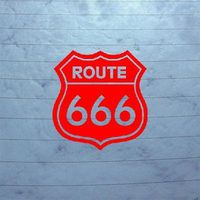 cybersavs Decoration Adhesive Vinyl Route 666 Satanic ROB Zombie Devil Window Laptop AUTO Bike RED Vinyl Decor Notebook Art Decal DIE Cut CAR Wall Art MacBook Helmet Wall