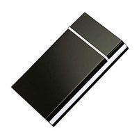 QIAOQ Portable Cigarette Cases Aluminum Alloy Automatic Flip Cover Ultra-Thin 20 Sticks Slim Cigarette Boxes Unisex,Black