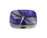 Baoquan Custom Silver Square Glass Pill Case Medicine Vitamin Organizer Pocket Decoration Gift (Dragonfly)