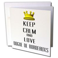 3dRose Gold Crown Keep Calm And Love Dogue De Bordeauxs - Greeting Cards, 6 x 6 inches, set of 12 (gc_121028_2)