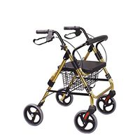 EGCLJ Standard Walkers 4 Wheel Rollator Walker with Padded Seat, Lockable Brakes, Ergonomic Handles, and Shopping Basket, Limited Mobility Aid