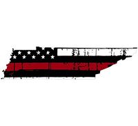 Tennessee tattered thin red line 7x3.2 inches flag honoring our men & women of law enforcement and Fire Fighters USA america Flag symbol sticker decal die cut vinyl - Made and Shipped in USA