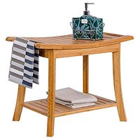 LBSX Assembled Bath Stool, Detachable Bathroom Multi-Functional 100% Natural Bamboo Solid Wood Folding Stool Shower Bench Seat Fully Assembled, Suitable for Elderly Disabled Pregnant Women