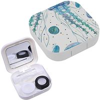 Portable Contact Lens Case Box Travel Kit Mirror + Bottle + Tweezers Container Holder [ Detailed Transparent Jellyfish ]