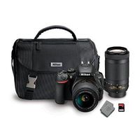 Nikon D5600 24MP DSLR Bundle, 18-55mm VR Lens, 70-300mm Lens, Camera Bag, 32GB
