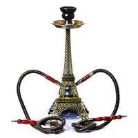 Atten Retro Iron-Style Hookah Suit, 2 People with 2 Pipes, Large Smoke Hookah with Ceramic Bowl, Coal Fixture, Suitable for KTV Bar