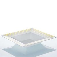 White With Gold 12Oz Square Disposable Bowl - Hot Dots Collection