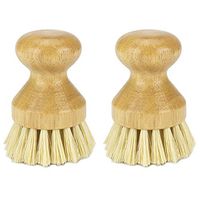 WISH Cleaning Scrub Brush for Cast Iron Skillet Pots Pans - Made of 100% Wood Handle and Coconut Bristles - Updated (2 Pack)