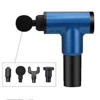 Portable Massage Gun Helps Relieve Muscle Soreness and Stiffness, Massage Device Deep Tissue Percussion, Handheld Button Quiet Electric Body Massager with 4 Massage Heads and Carrying Case (Blue)