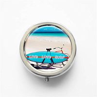 RhyNSky Surf Surfer Surfing Wave Mini Portable Pocket Purse Pill Box Case Pillbox, 3 Compartments, Silvery, 37