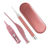 3Pcs Ear Cleaner Set of Ear Pick Spoon and Ear Tweezers, Ear Wax Removal Tools, Ear Cleaning Kit with Storage Box, Visible Ear Care Tool Accessories, Safe for Kids