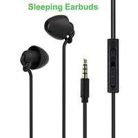 Sleeping Earbud Headphones - Ultra Flexible Silicon Earplugs Noise Cancelling Wired Sleep Earphones with Microphone for Sleeping, Insomnia, Snoring, Air Travel, Relaxation, ASMR (Black)