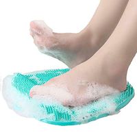 Shower Foot Scrubber Feet Cleaner with Non Slip Suction Cups - Massage Mat Improve Circulation Relieve Tired and Pain Green