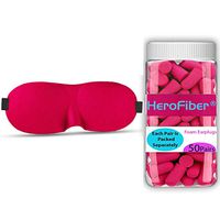 50 Pairs of Earplugs and an Eye Mask (Pink) for Sleeping. Each Pair of Earplugs are Bagged and Packed in a Neat Container. The Blindfold is Designed to Mold to Your Face, 100% Blackout Experience.