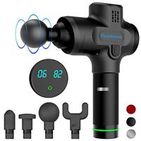 TechFocus Handheld Massage Gun for Athletes - Deep Tissue Percussion Muscle Stimulator –Personal Massager Worked as Foot Massager, Back Massager, Neck Massager 6 Speeds and 4 Heads with Portable Case