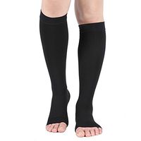Compression Socks, Open Toe 20-30 mmHg Graduated Compression Stockings for Men Women, Knee High Compression Sleeves for DVT, Maternity, Pregnancy, Varicose Veins, Relief Shin Splints, Edema, Black M