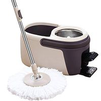 Spin Mop Bucket, Wet and Dry Use on Floor,Floor Cleaning Supplies Stainless Steel Adjustable handle with 2 Microfiber Mop Heads for Floor Cleaning