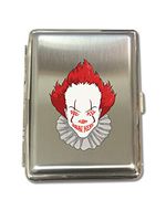 We All Float Down Here Horror Movie Clown - Metal Kings Size Cigarette Case Holder Brushed Chrome Slim 16 Cigs Design Spring - Birthday, Bachelor, Party, Weddings, Gift