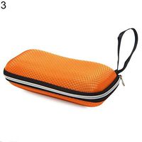 Sunglasses Case gLoaSublim,Portable Zipper Rectangle Grid Sunglasses Case Hard Eyewear Glasses Storage Box - Orange