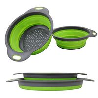 Collapsible Colander, 2 Collapsible Set, Learja Food-Grade Silicone kitchen Strainer Space-Saver Folding Strainer Colander, Sizes 8 inches - 2 Quart, and 9.5 inches - 3 quart. (green)