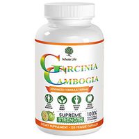Whole Life 100% Pure Garcinia Cambogia Vegan Capsules HCA Extract, Appetite Suppressant and Carb Blocker, Weight Management Organic and Vegetarian Diet Pill Non GMO Gluten Free Soy Free - 120 Capsules