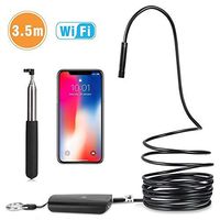 DBPOWER 2MP HD WiFi Endoscope 3.5M/11.5ft Semi-Rigid Cable 6 Adjustable Led IP67 Waterproof WiFi Borescope Inspection Snake Camera with Telescoping Handle for Android, iPhone, iPad, Samsung&Tablet