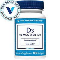 The Vitamin Shoppe Vitamin D3 400IU Softgel, Supports Bone Immune Health, Aids in Cellular Growth Calcium Absorption, Gluten Free Once Daily Formula (100 Softgels)