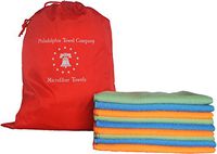 Philadelphia Towel Company Tagless Super Absorbent Eco Clean Large Microfiber Cleaning Cloth - 12"x 12" (24 Pack) + FREE Mini Laundry Bag! 240 GSM & 80/20 Blend cleans harder