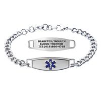 Divoti Custom Engraved Surgical Stainless Stylish Medical Alert Bracelet-Blue