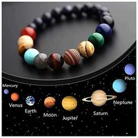 Lava Stone 7 Chakras Bracelets Rock Bead Natural Gemstones Yoga Beads Bracelets, Galaxy Series Men Women Relief Stress Beads Aromatherapy Essential Oil Diffuser Elastic Healing Bracelet Bangle