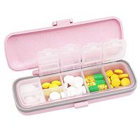 Pill Organizer Daily Pill Box Portable Medicine Organizer Pill Dispenser Pill Case 7 Compartments Medicine Organizer Eco Friendly Material Weekly Pill Container for Vitamin, Fish Oil - Pink