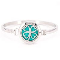 Mesinya Girls Boys 1''(25mm) Clover Aromatherapy /316L s.steel Essential Oils Diffuser Locket bracelet bangle (Style 2)