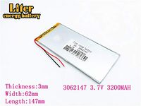 3.7V 3200mAh 3062147 Lithium Polymer Ion Rechargeable Battery Lithium Polymer Li-Po Battery for MP4 GPS MP3 Bluetooth Stereo DIY Gift