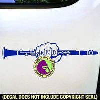 Band Clarinet Fist Marching Band Tattoo Fist Vinyl Decal Bumper Sticker Laptop Window Car Wall Blue 5.5"x1.25"