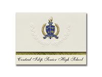 Signature Announcements Central Islip Senior High School (Central Islip, NY) Graduation Announcements, Presidential Basic Pack 25 with Gold & Blue Metallic Foil seal