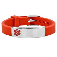 ForeverGiftsusa Free Engraving - Stainless Steel and Red Rubber Medical Id Bracelet