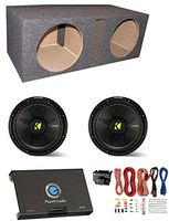 2) New Kicker 44CWCS104 10" 1000W Car Subwoofers + Sub Box + Amplifier + Amp Kit